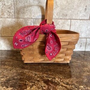 Longaberger Handwoven Basket with Red Bandanna